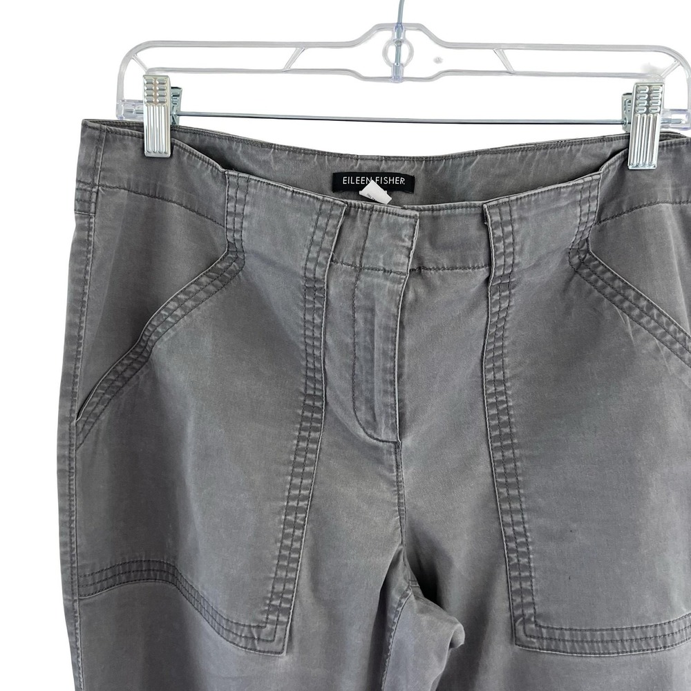 Eileen Fisher Pants Womens Small Gray Straight Leg Utility Zipper Hem Pockets - Picture 9 of 16